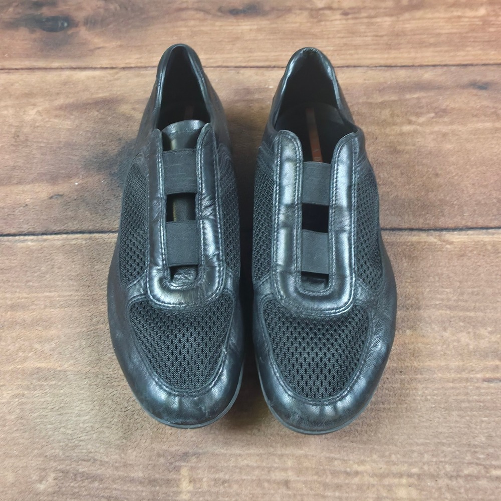 Prada Americas Cup Sneakers Mens 9.5 Black Good Leather Mesh Slip On 4P0890